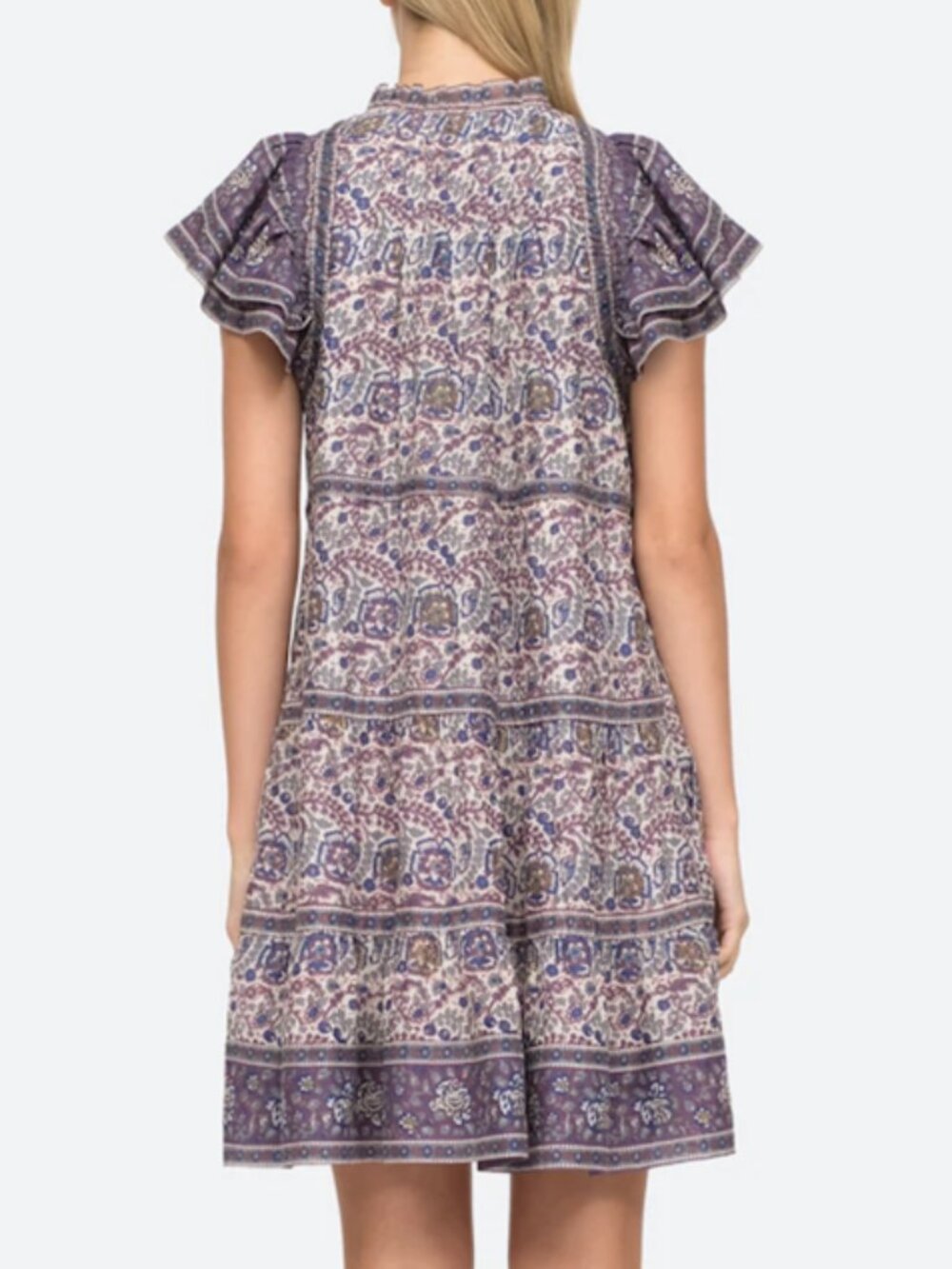 Sea New York Purple Rosita Border Short Sleeve Tunic Dress - Picture 4 of 11